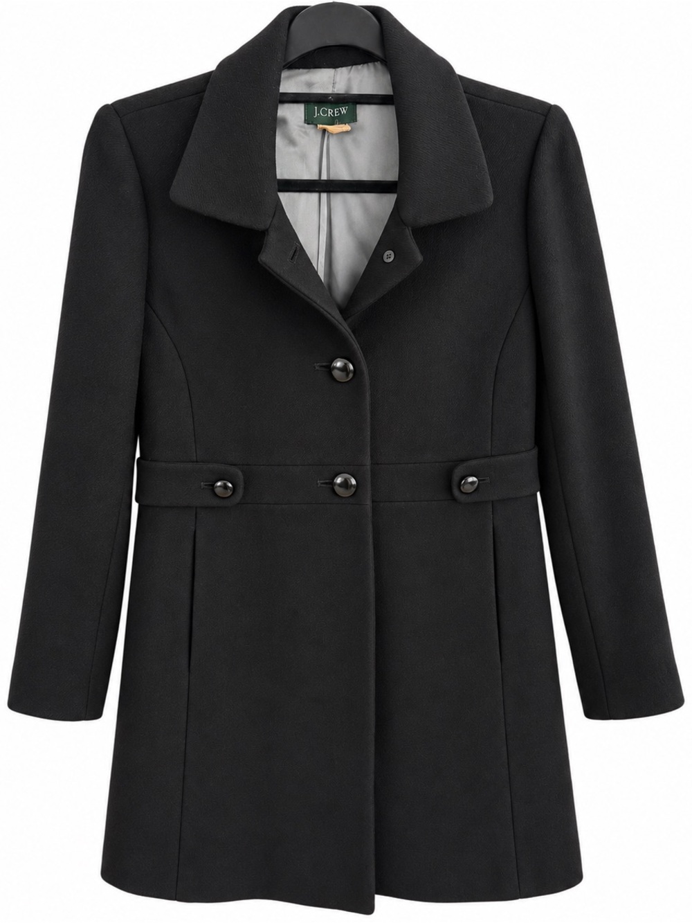 J.Crew Black Wool Blend Tailored Long Coat Size 6 😍